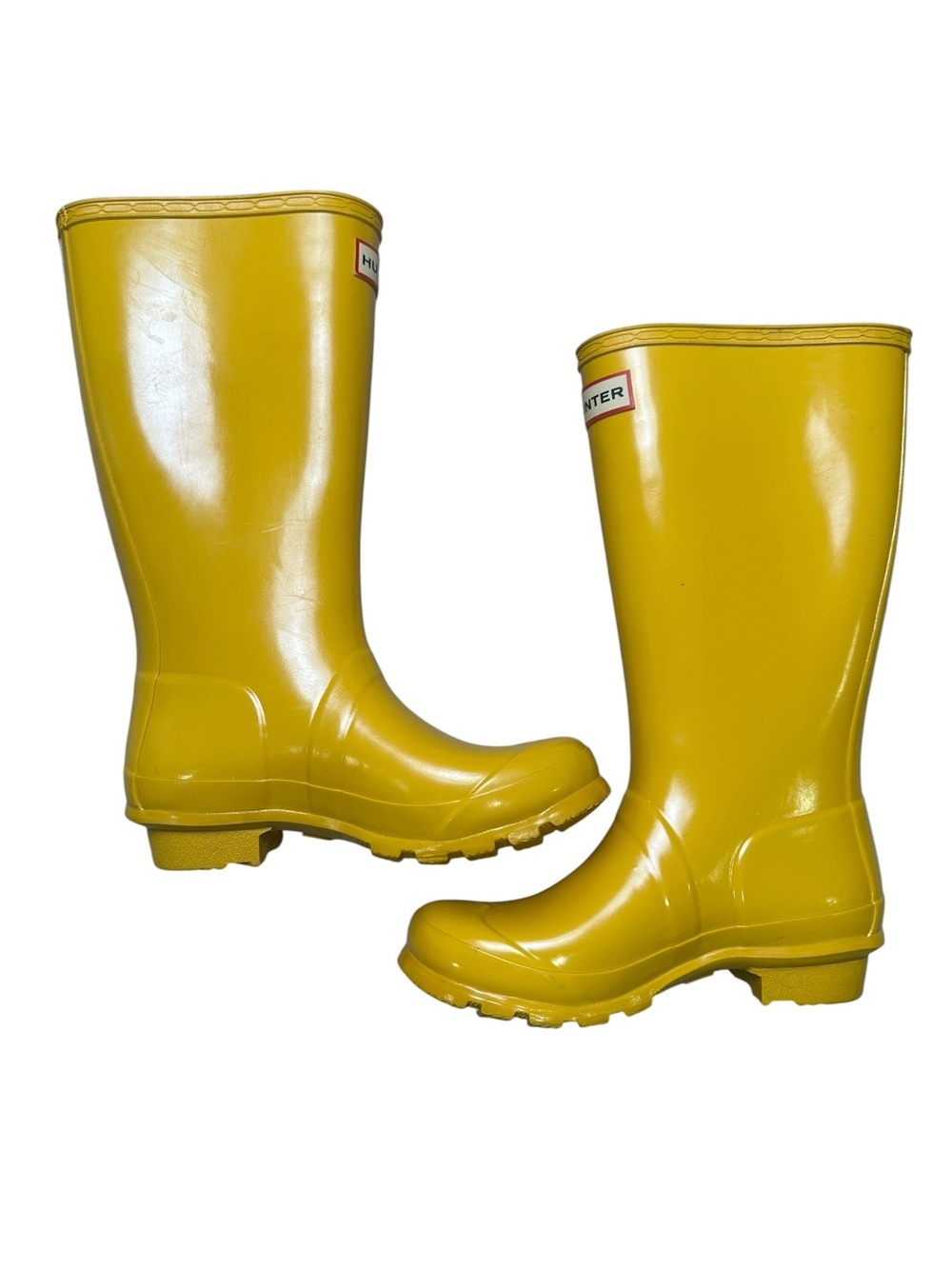 Hunter Kids Size 2B/3G Original Tall Glossy Yellow Rubber Rain Boots - Picture 6 of 12
